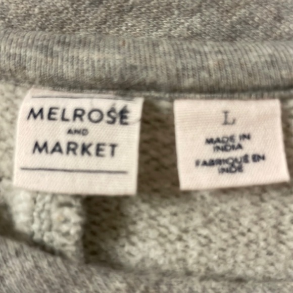 Melrose and Market  cute gray sweatshirt with white cotton sleeves with ties, L - Picture 2 of 8